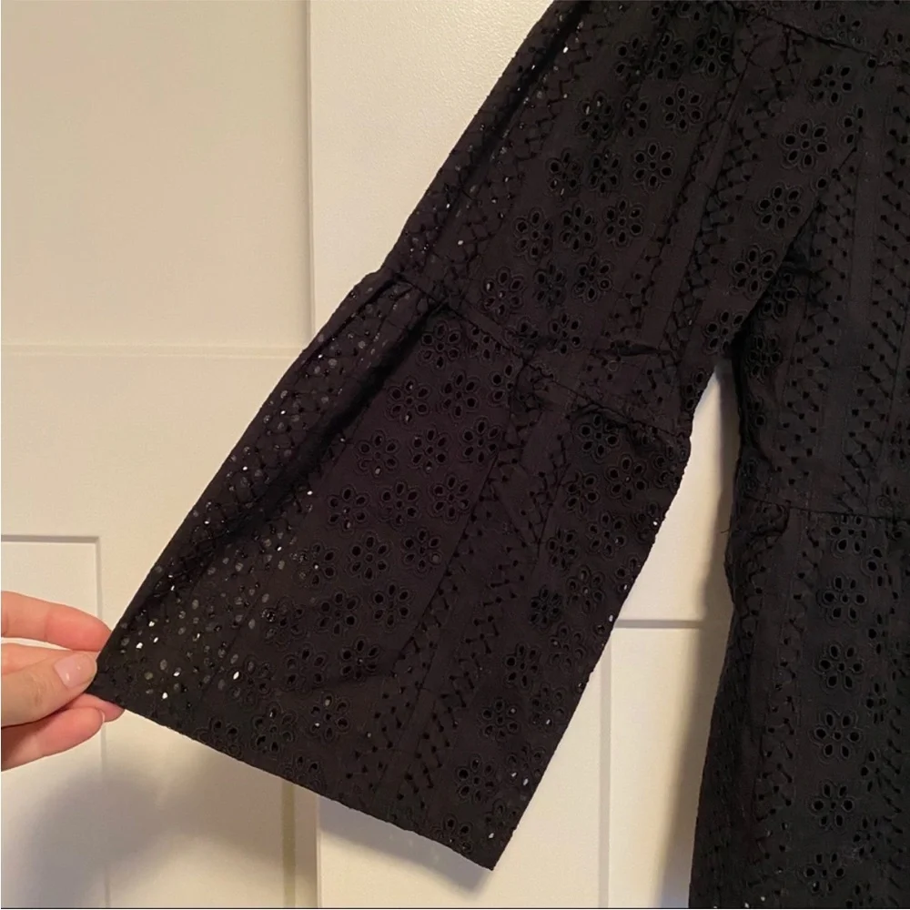 Madewell Black Eyelet Tiered Button-Back Blouse - Picture 5 of 6